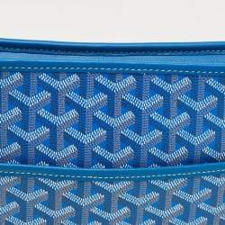 Pre Owned Goyard Jouvence MM Blue Goyardine Coated Canvas and Leather Toiletry Bag