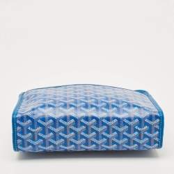 Pre Owned Goyard Jouvence MM Blue Goyardine Coated Canvas and Leather Toiletry Bag