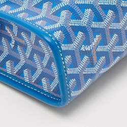 Pre Owned Goyard Jouvence MM Blue Goyardine Coated Canvas and Leather Toiletry Bag