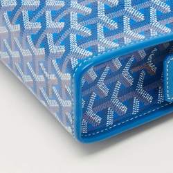Pre Owned Goyard Jouvence MM Blue Goyardine Coated Canvas and Leather Toiletry Bag