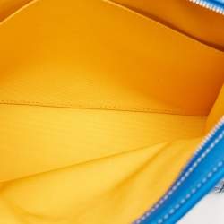 Pre Owned Goyard Jouvence MM Blue Goyardine Coated Canvas and Leather Toiletry Bag