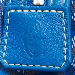 Pre Owned Goyard Jouvence MM Blue Goyardine Coated Canvas and Leather Toiletry Bag