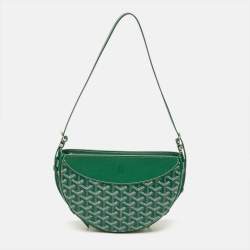 Pre Owned Goyard Hirondelle Green Goyardine Coated Canvas and Leather Shoulder Bag