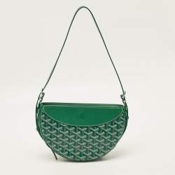 Pre Owned Goyard Hirondelle Green Goyardine Coated Canvas and Leather Shoulder Bag