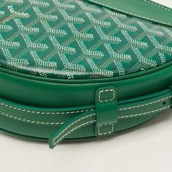Pre Owned Goyard Hirondelle Green Goyardine Coated Canvas and Leather Shoulder Bag