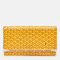 Pre Owned Goyard Monte Carlo Bois Yellow Goyardine Coated Canvas and Leather Clutch