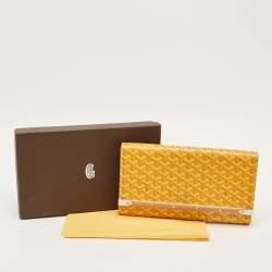 Pre Owned Goyard Monte Carlo Bois Yellow Goyardine Coated Canvas and Leather Clutch