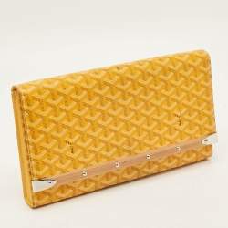 Pre Owned Goyard Monte Carlo Bois Yellow Goyardine Coated Canvas and Leather Clutch