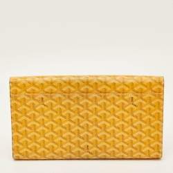 Pre Owned Goyard Monte Carlo Bois Yellow Goyardine Coated Canvas and Leather Clutch
