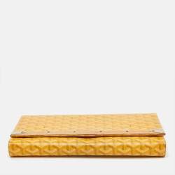 Pre Owned Goyard Monte Carlo Bois Yellow Goyardine Coated Canvas and Leather Clutch
