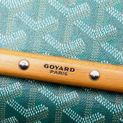 Pre Owned Goyard Green Goyardine Monte Carlo Bois Clutch with Strap