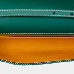 Pre Owned Goyard Green Goyardine Monte Carlo Bois Clutch with Strap