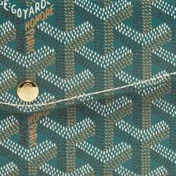 Pre Owned Goyard Double Flap Green Goyardine Coated Canvas Leather Continental Wallet