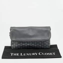 Pre Owned Goyard Sainte Marie MM Grey Goyardine Coated Canvas Clutch
