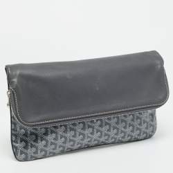 Pre Owned Goyard Sainte Marie MM Grey Goyardine Coated Canvas Clutch