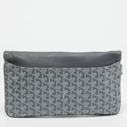 Pre Owned Goyard Sainte Marie MM Grey Goyardine Coated Canvas Clutch