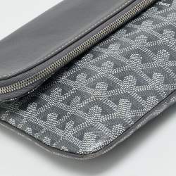 Pre Owned Goyard Sainte Marie MM Grey Goyardine Coated Canvas Clutch