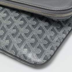 Pre Owned Goyard Sainte Marie MM Grey Goyardine Coated Canvas Clutch