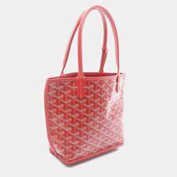Pre Owned Goyard Anjou Mini Handbag In Coated Canvas And Leather Red Multicolored