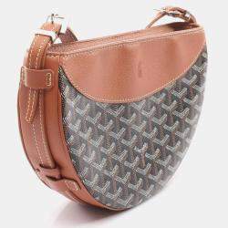 Pre Owned Goyard Hirondelle Shoulder Bag Coated Canvas And Leather Brown Black White