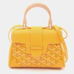 Pre Owned Goyard Saigon Mini Handbag Coated Canvas And Leather Yellow Multicolor