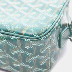 Pre Owned Goyard Cap Vert Pm Shoulder Bag In Coated Canvas And Leather Green Multicolor