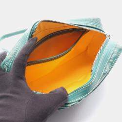 Pre Owned Goyard Cap Vert Pm Shoulder Bag In Coated Canvas And Leather Green Multicolor