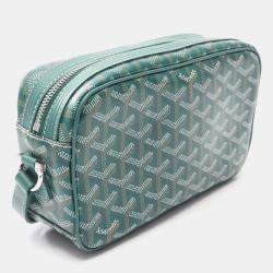 Pre Owned Goyard Cap Vert Pm Shoulder Bag In Coated Canvas And Leather Green Multicolor