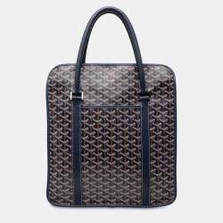 Pre Owned Goyard Burgundy Tote Bag Navy Leather