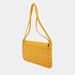 Pre Owned Goyard Yellow Burgundy Coated Canvas Plume