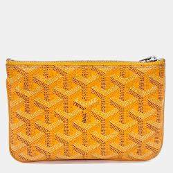 Pre Owned Goyard Yellow Canvas Sena Mini Pouch