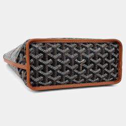 Pre Owned Goyard Black Brown Canvas and Leather Macage Mini Anjou Bag