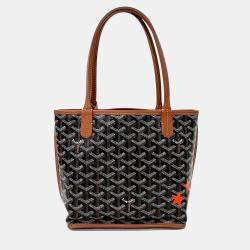 Pre Owned Goyard Black Brown Canvas and Leather Macage Mini Anjou Bag