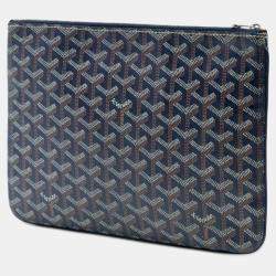 Pre Owned Goyard Blue Goyardine Senat MM