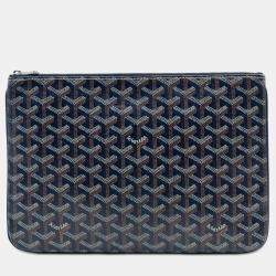 Pre Owned Goyard Blue Goyardine Senat MM