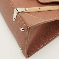 Pre Owned Goyard Saigon PM Structured Tan Leather Top Handle Bag