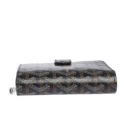Pre Owned Goyard Black Coated Canvas Goyardine Tuileries Zip Compact Wallet