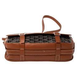 Pre Owned Goyard Brown Goyardine Coated Canvas and Leather Belvedere MM Saddle Bag