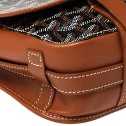 Pre Owned Goyard Brown Goyardine Coated Canvas and Leather Belvedere MM Saddle Bag