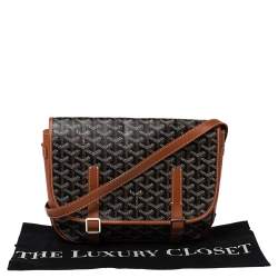Pre Owned Goyard Brown Goyardine Coated Canvas and Leather Belvedere MM Saddle Bag