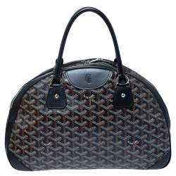 Pre Owned Goyard Black Goyardine  Coated Canvas and Leather St. Jeanne MM Bowler Bag