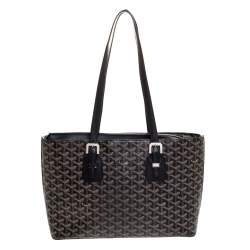 Pre Owned Goyard Black Goyardine Coated Canvas Marie Galante MM Bag