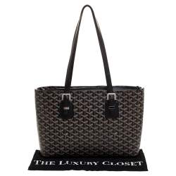 Pre Owned Goyard Black Goyardine Coated Canvas and Leather Okinawa PM Tote