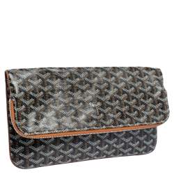 Pre Owned Goyard Black/Brown Goyardine Coated Canvas Sainte Marie Clutch