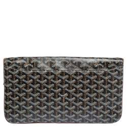 Pre Owned Goyard Black/Brown Goyardine Coated Canvas Sainte Marie Clutch