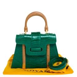 Pre Owned Goyard Green Crocodile Saigon PM Top Handle Bag
