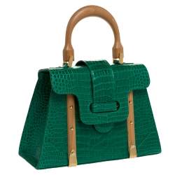 Pre Owned Goyard Green Crocodile Saigon PM Top Handle Bag