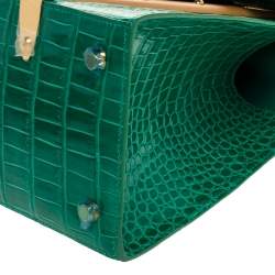 Pre Owned Goyard Green Crocodile Saigon PM Top Handle Bag