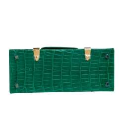 Pre Owned Goyard Green Crocodile Saigon PM Top Handle Bag