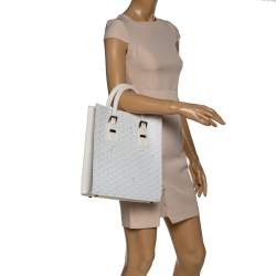 Pre Owned Goyard White Goyardine Coated Canvas and Leather Comores PM Tote